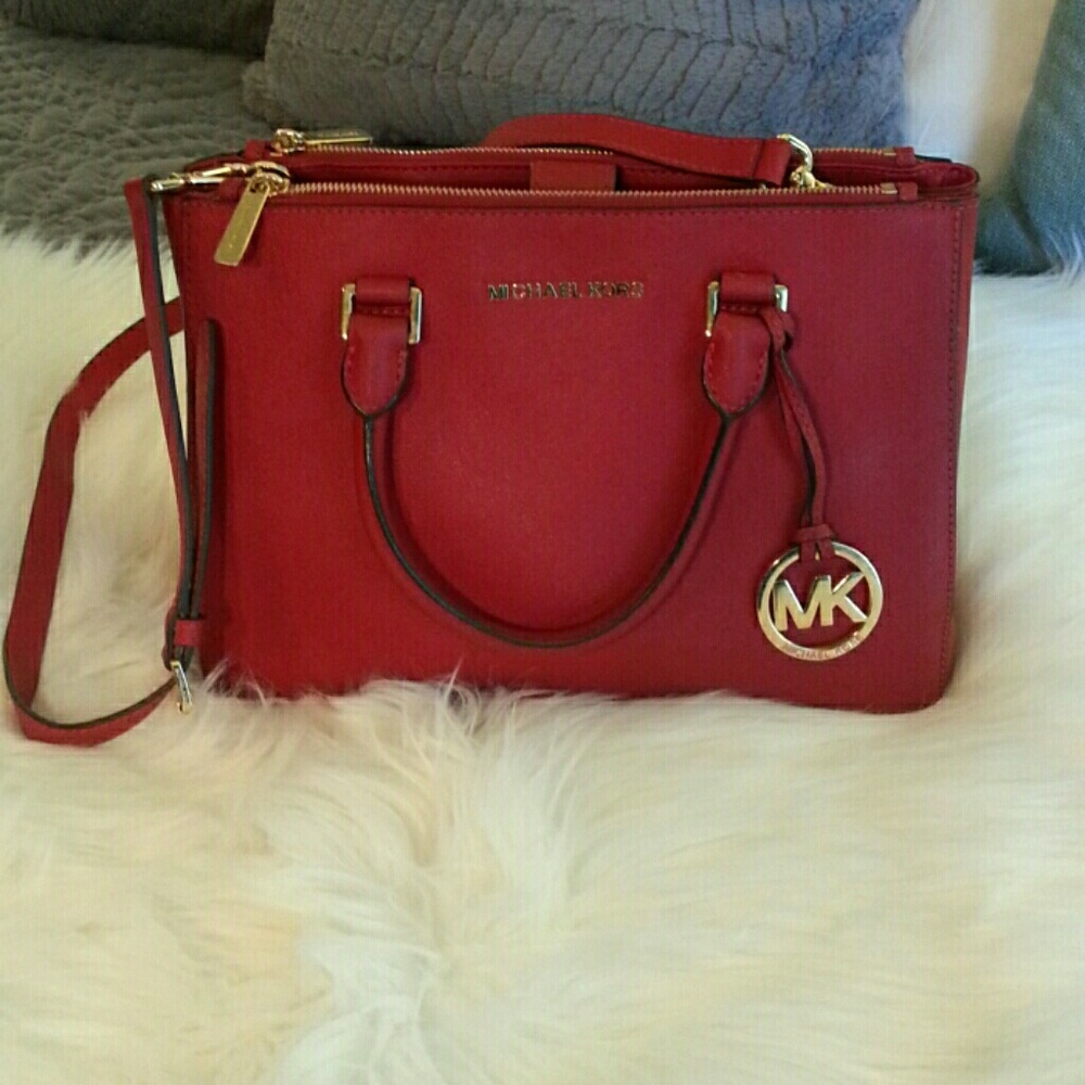 Michael Kors Sutton Red leather Satchel